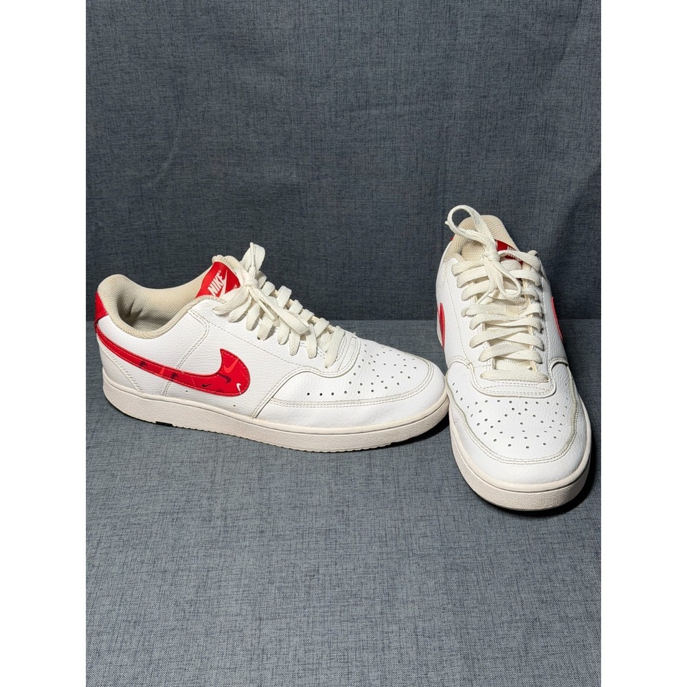 Nike Court Vision Low Shoes Mens Size 9 Red Camo Swoosh DM7588-100 Sneakers